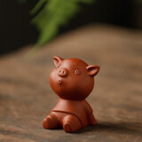 宇轩茶宠紫砂迷你可爱小萌猪可养 指尖掌中小狗小宠 袖珍小号摆件 淘气猪红色