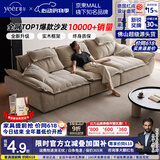 耶尔帆船沙发客厅2026新款中古风可移动靠背云朵棉麻雪尼尔沙发 3.4米多人位【底框开网可见材质丨实木框架终身质保】 【抗菌亲肤透气｜雪花·雪尼尔】可调节坐深-乳胶坐垫