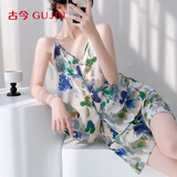 古今（GUJIN）夏季26新款棉绸轻薄凉感吊带睡衣女士家居服时尚可外穿短裤套装