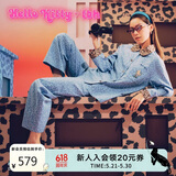 野兽派家居（tbh）三丽鸥Hello Kitty天丝棉家居服套装可外穿睡衣 长款 牛仔豹纹 XS