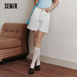 森马（Semir）牛仔裤女夏季凉感抑菌做旧显瘦A字直筒裤2028复古宽松风短裤潮流