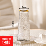 ins风北欧玻璃花瓶大号透明水养富贵竹桌面客厅干花鲜花插花摆件 20CM高【金口】灵蛇鳞纹