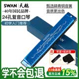 天鹅（SWAN）24孔复音C调口琴音位标注儿童学生初学者教学款口琴天空蓝