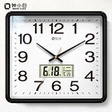钟小白挂钟客厅家用2026新款方形静音万年历免打孔时钟表挂墙石英钟挂表