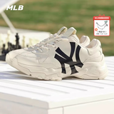 MLB官方老爹鞋女鞋子 春夏新款运动鞋男鞋情侣休闲鞋NY跑鞋3ASHC104N 洋基队/米黄色 40.5 (255mm)