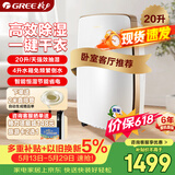 格力（GREE）除湿机抽湿机家用20升/天单间≤40㎡回南天梅雨季除潮防霉干燥干衣机智能控湿24h定时DH20EH