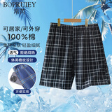 帛芮睡裤男夏季纯棉五分居家短裤男大码格子大裤衩外穿休闲宽松家居裤