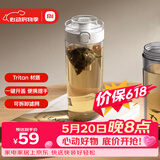 米家便携tritan水杯 大容量运动塑料杯子 耐高温男女士茶杯 600mL白色