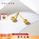 谢瑞麟（TSL）足金黄金耳钉光面圆球简约耳环气质小坠耳饰YK259 约1.4g 工费220元