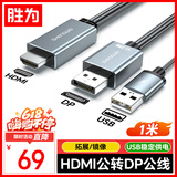 胜为HDMI公转DP公转接线头1米 4K60HZ超高清视频转换器连Displayport公笔记本电脑PS4接显示器AHD1010J