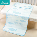 boxbaby婴儿床凉席夏季透气冰丝席子新生儿初生宝宝儿童幼儿园凉席 蓝凉席+荞麦枕