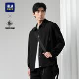 HLA海澜之家夹克男POWER YOUNG系列翻领格纹外套男秋季