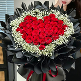 馨仪鲜花速递玫瑰向日葵康乃馨花束送女友生日礼物全国同城配送 33朵心形红玫瑰花束