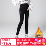 婧麒（JOYNCLEON）孕妇裤鲨鱼裤打底裤孕妇装春秋冬季加绒加厚托腹裤子孕妈装瑜伽裤 黑色【冬款】Jyk105372 L