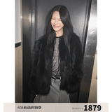 付智恩芦苇花 芬兰进口狐狸毛典雅轻盈年轻感圆领皮草外套女 黑色 L