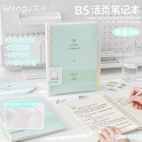 文谷（Wengu）活页本笔记本手写B5/60张记事日记初高中学生文具办公会议可拆卸26孔送索引分隔页 横线B17-B5/D绿
