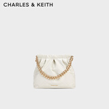 CHARLES&KEITH链条单肩腋下托特包流浪包包女包生日礼物送女友CK2-20671559 【M号】White白色 M
