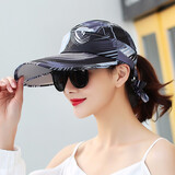 啄木鸟帽子女遮阳帽女夏天户外多用太阳帽子韩版潮户外防晒大沿可折叠 森系黑色