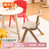 禧天龙家用加厚凳子椅子带靠背幼儿矮凳宝宝椅小板凳换鞋凳创意凳子 冰河灰1只装【带防滑脚套】