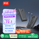 京选京东自有品牌【3C认证可上飞机】充电宝20000毫安30W双向快充电源黑色款适用苹果华为小米兼容30W