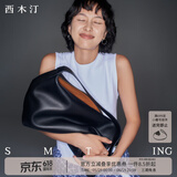 西木汀 爱软糖 牛皮托特包女大容量简约通勤单肩斜挎包 深邃黑大号