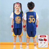 嫒嘻悠 （促销）儿童篮球服男童夏季训练套装女球衣短袖定制 30号蓝色短袖套装 L【140-150cm,27-32kg】