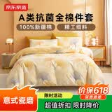 京东京造意式瓷磨四件套 A类抗菌100%纯棉磨毛 厚实保暖床上四件套床单款1.5米床 染秋沁暖