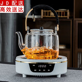 正扬电陶炉煮茶器家用玻璃小型静音蒸茶炉养生烧水壶红茶花茶普洱泡茶 经典（触屏/描金）白+平光（提壶/雅韵）煮茶壶