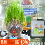 北蔬长草娃娃创意盆栽桌面浇水就长绿植 草头娃娃带拖套装2个+喷壶