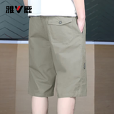雅鹿夏季纯棉七分裤男士薄款百搭工装休闲六分短裤男装直筒大裤衩子潮 卡其色 4XL (约160-175斤左右可穿)