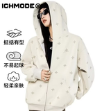 ICH MODE明星同款开衫卫衣外套女十字架满印春秋季新款运动上衣 杏色 M