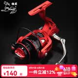 狼王纺车轮渔轮远投轮鱼轮鱼线轮海竿轮路亚轮金属浅线杯海杆轮微物轮 烈焰红【线下同款】 4000系