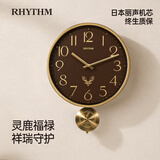 丽声（RHYTHM）挂钟简约金属挂表客厅装饰时钟静音鹿头39.8cm钟表挂墙CMP551XA06