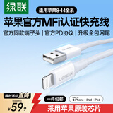 绿联【官方MFi认证】适用苹果14/13/12充电线快充数据线USB to Lightning闪电接口iPhone手机平板1.5米