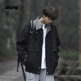 OEMG   日系cityboy猎装翻领夹克男春秋冬季潮牌棒球服工装休闲外套 黑色 XL [建议125-140斤]