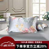 枕水人家真丝枕套100%桑蚕丝枕头套单个加厚宽边丝绸双面枕芯内胆套一对装 田园芳草 一对 48cm*74cm
