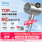 美的（Midea）6亿等离子护发电吹风 家用负离子护发吹风筒 1800W大功率快干吹风机FJ308银 节日礼物 价保618
