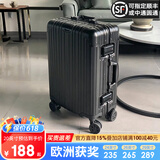 EAZZ【一体铝框｜退换免费】行李箱铝镁合金拉杆箱旅行箱登机密码皮箱 高端 铝框-黑色 20英寸 登机箱 签约商务手提箱