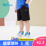 361°儿童短裤夏季男女童3-12岁透气运动裤梭织五分裤 黑 110