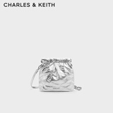 CHARLES&KEITH迷你菱格流浪包单肩斜挎双肩包包女包生日礼物送女友CK2-60782390 【S号】Silver银色 S