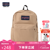 JANSPORT杰斯伯书包轻便双肩包男女旅行包简约背包电脑包学生校园 4QUE7R5奶咖/卡其色-侧袋+隔层