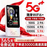 酷米行【5.9元3000G】随身移动wifi6无线网络5G千兆2026新款无限速流量全国通用携带上网卡宽带路由器 5G充电宝款/1万毫安【帝皇版】送流量+终身质保
