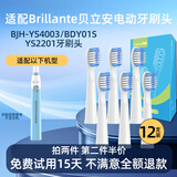 隽悦适配Brillante贝立安电动牙刷头BDY01S成人替换BJH-YS4003/3502通用 12支 适用YS4003 白色清洁型