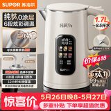 苏泊尔（SUPOR）烧水壶纯钛内胆0涂层 彩屏触控 多段调温保温 恒温 1.7L家用电热水壶SW-17J86T【价保618】