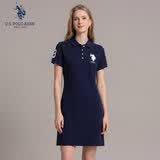 U.S. POLO ASSN.女士短袖Polo裙棉质休闲连衣裙夏季运动翻领女裙修身显瘦裙装