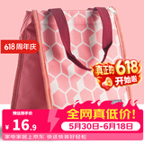 乐扣乐扣（LOCK&LOCK） 保鲜盒便当包 保温饭盒袋 手提午餐包 便携锡箔帆布带饭包 粉红色【200x130x225】