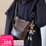 YUYULA牛皮包包女包斜挎水桶包通勤轻奢单肩包生日礼物高级感送女友老婆