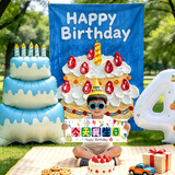 极度空间生日场景布置生日装饰布置男孩儿童布置装饰氛围道具油画蛋糕套餐