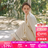 金三塔真丝睡衣女100%桑蚕丝外穿丝滑亲肤凉感套装居家服礼物 [温柔]19姆米珍珠白 包扣/贝壳扣随机发 L