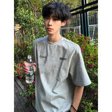 依如风美式高街潮牌短袖T恤男款cleanfit字母夏季新款纯棉重磅上衣服装 浅灰色 (重磅精梳棉) L （100-120斤收藏加购优先发货）